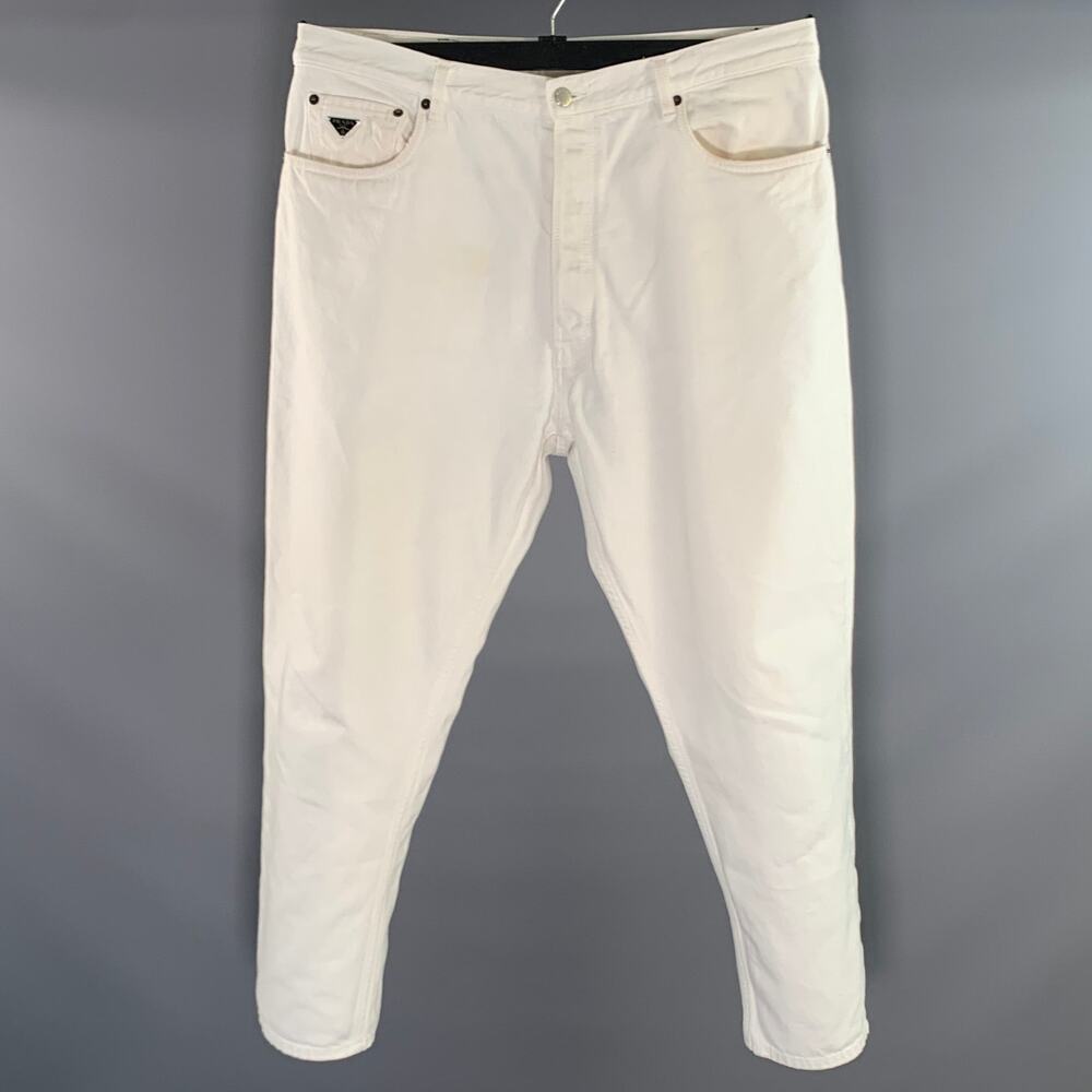 PRADA Size 36 White Denim Button Fly Jeans